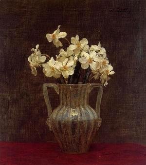 Ignace Henri Jean Fantin-Latour - Narcisses in an Opaline Glass Vase