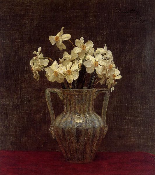 Narcisses in an Opaline Glass Vase