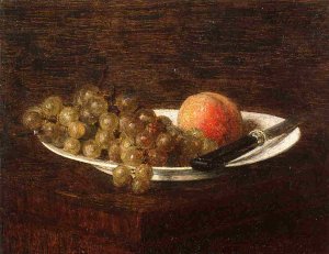 Still Life: Peach and Grapes