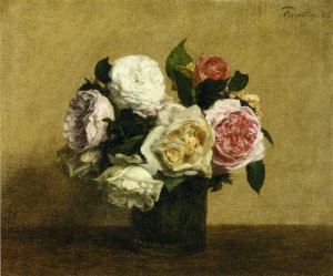 White Roses and Roses in a Footed Glass