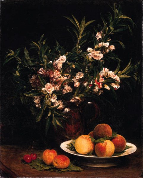 Nature morte (Balsamines, pches et abricots)