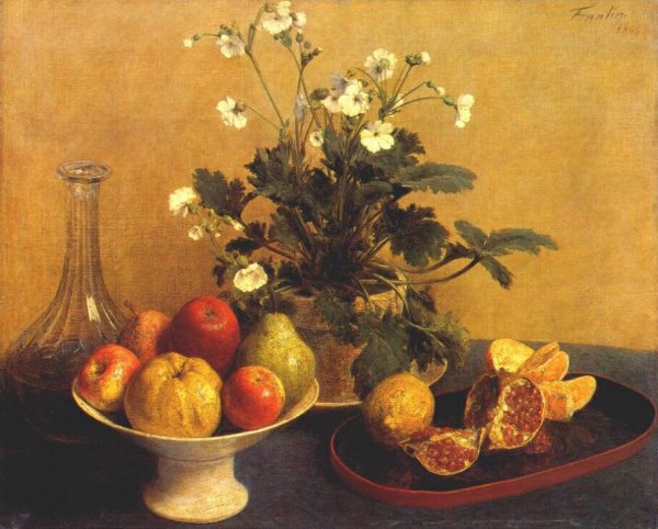 Still life. Flowers, Bowl of Fruit and Pitcher